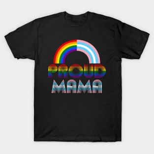 Vintage proud mama flag Rainbow LGBT Transgender pride month T-Shirt